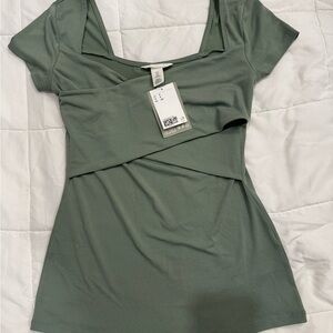 Green Short Sleeve Maternity Top